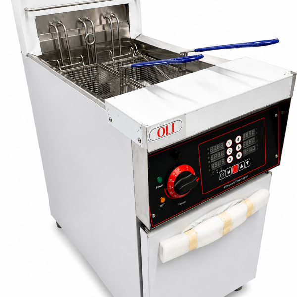 1-Tank 2-Basket Electric Fryer with timer (28L) – ASDF-26A