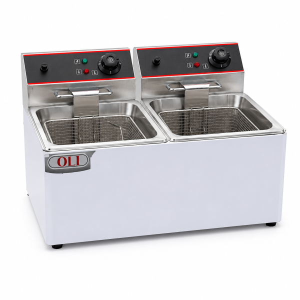 8L+8L 2-Tank 2-Basket Electric Fryer – AS-8L-2