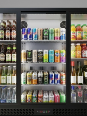 3 door Bar cooler sliding door fridge